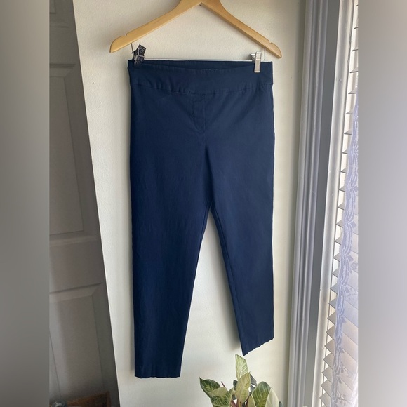 MARGARET M Slimming Pants Navy Ankle Dress Office Pull On Size Large Stretch - Picture 1 of 5